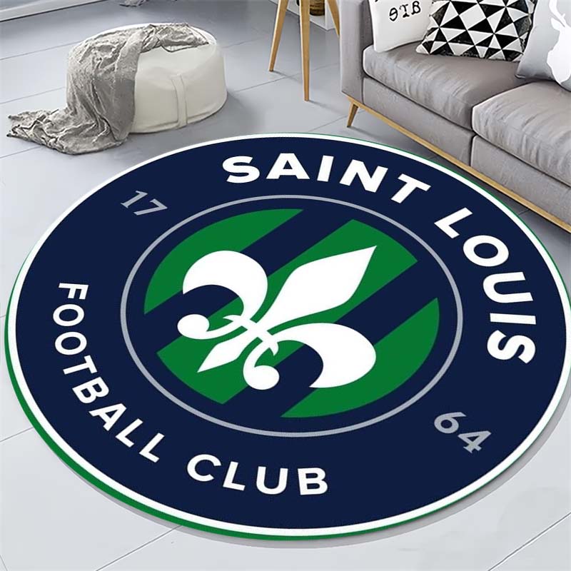 Saint Louis FC Fleur-de-lis Circular Area Rug American Football Club Round Floor Carpet Gaming Chair Living Room Bedroom Home Decor Mat