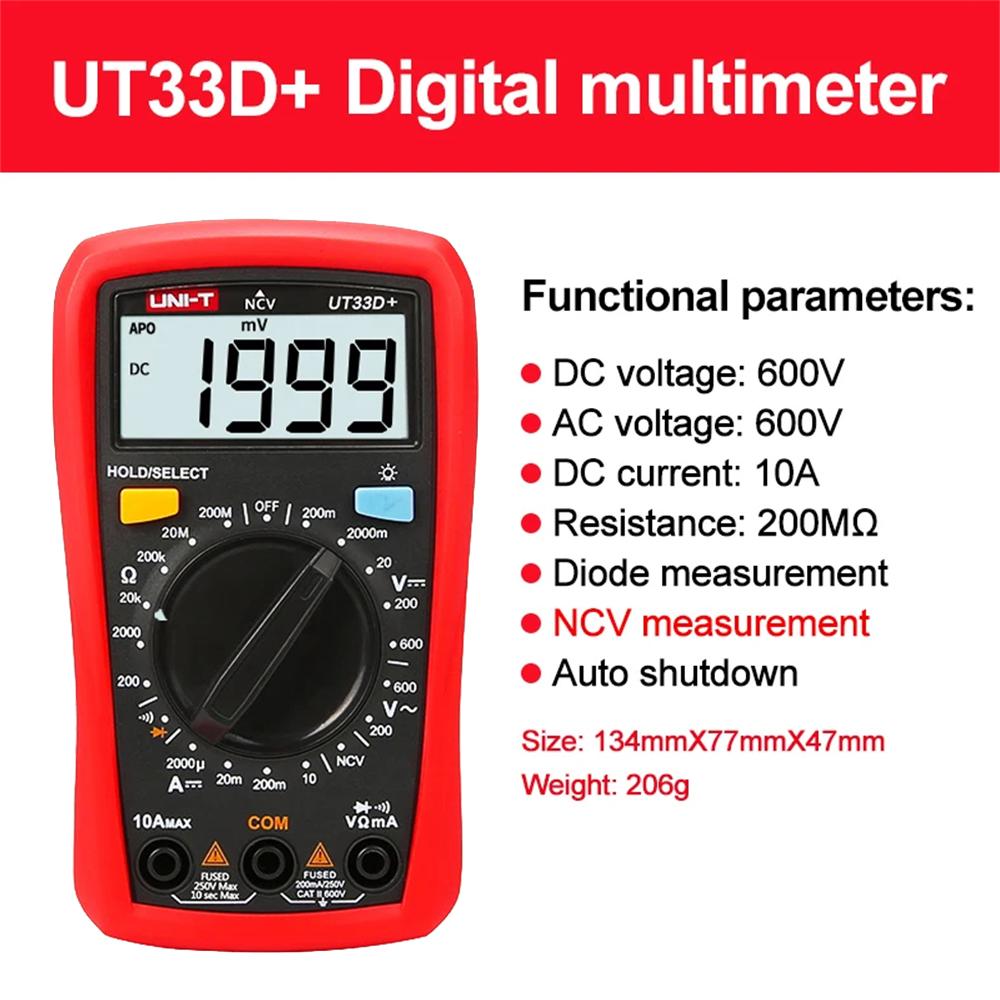 UNI-T Mini Multimeter UT33A+ UT33B+ UT33C+ UT33D+ UT120A UT120B UT120C UT123 UT123D UT125C Pocket Size Digital Multimeter