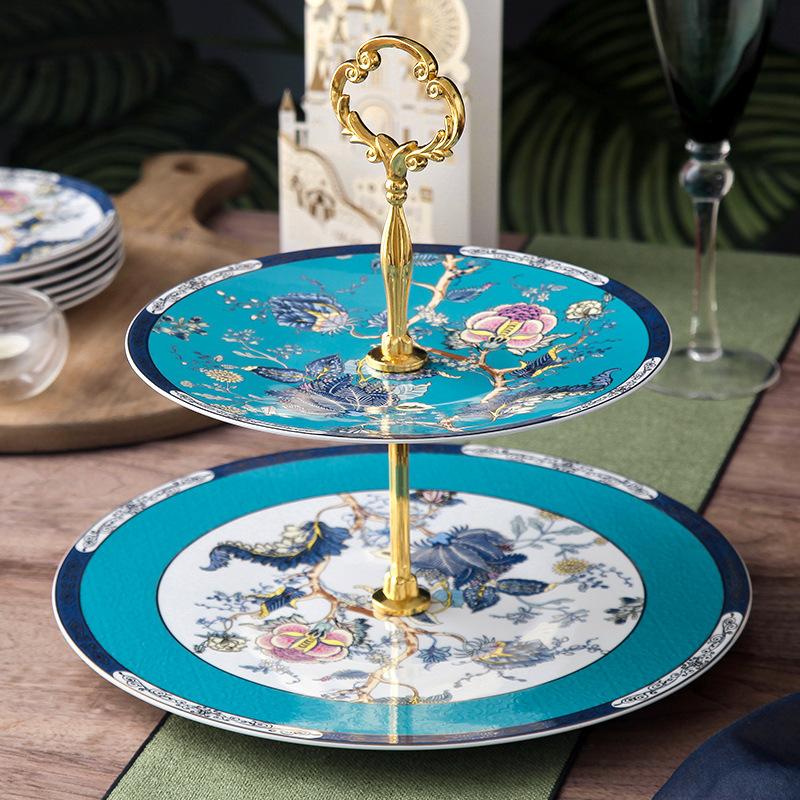 European Afternoon Tea Snack Rack Light Luxury Creative Snack Tableware Household Ceramic Tray Multi-Layer Snack Tray Candy Tray