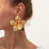 SHIXIN Fashion Classic Gold Color Big Flower Stud Earrings Women Exaggerated Multilayer Petal Earrings 2026 Trendy Jewelry Gifts