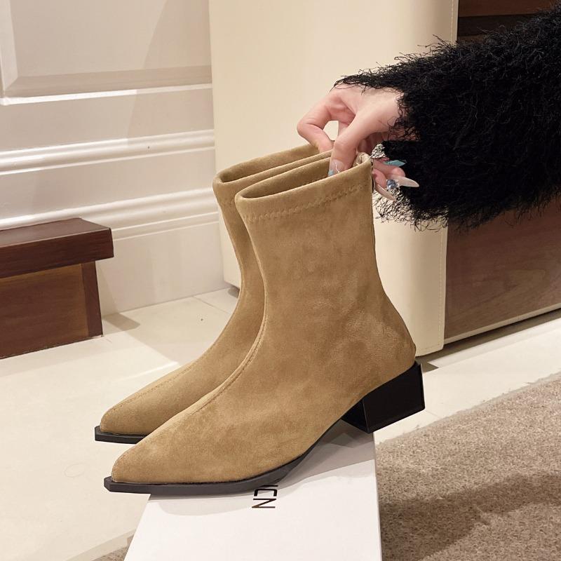 

Винтажные женские ботильоны с острым носком и толстым каблуком, модная обувь для вечеринок и платьев, осенне-зимние ботильоны на шнуровке, облегающие женские ботильоны 35