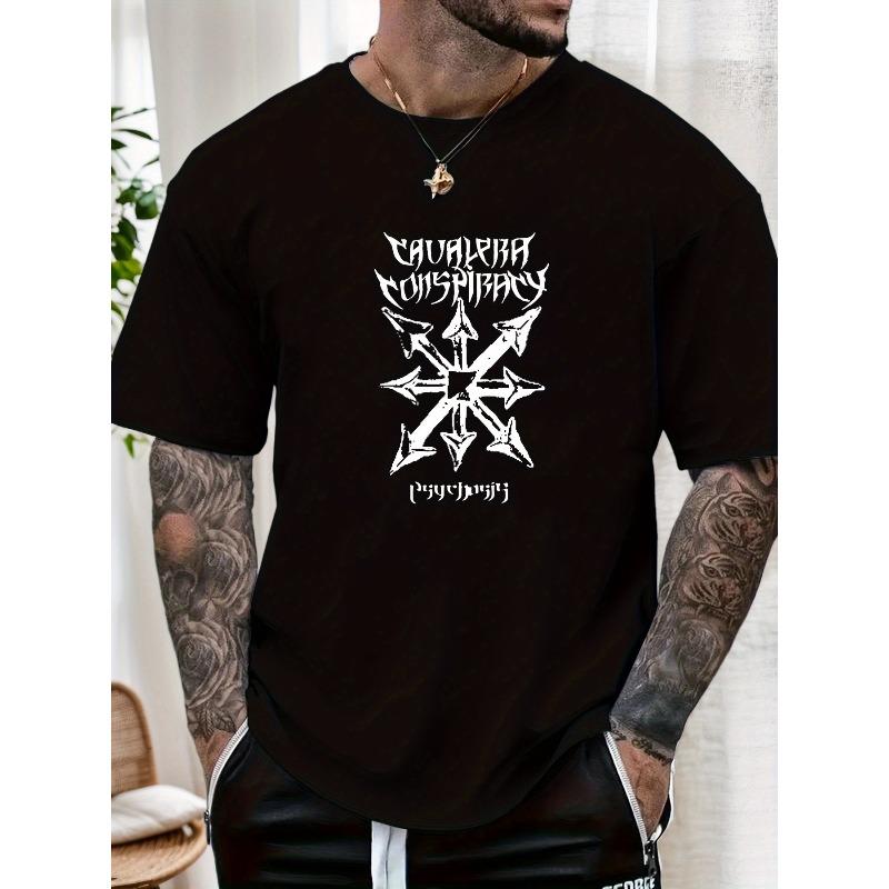 T-shirt estiva casual da uomo con scollo rotondo e motivo Cavalera, a maniche corte