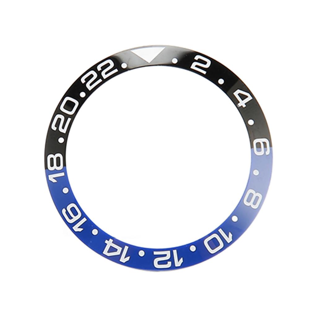 38mm Diameter Black Blue Watch Bezel Insert Base Ring White Character Ceramic GMT Wristwatch Bezel