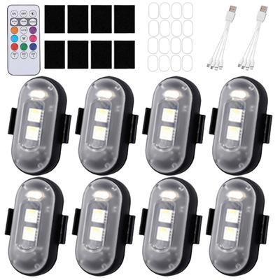 Wireless LED Flashing Lights with Remote Control USB Rechargeable Waterproof LED Flashing Lights for Car Motorcycle Drones