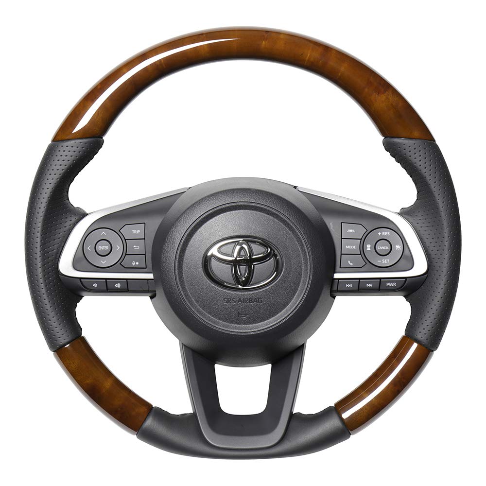 REAL Steering Wheel Roomy 900 Justy 900 42 Brown Wood [Rise (200 Series) / (late Series) / (late Series)] TYD-42BRW-BK
