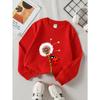 Kids Crew Neck Sweatshirt, Ladybug On Dandelion Stem Print, Soft Cozy Pullover,Daily Casual Top for Spring & Autumn
