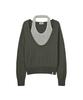MELLOTORY Halterneck Layered Knit Top (2 Colors)