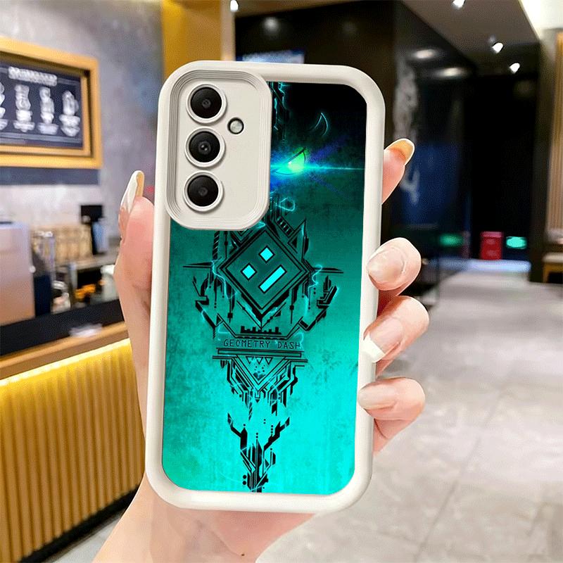 Phone Case for Samsung Galaxy A17 A16 A15 A14 A13 Geometry Dash Game A56 A36 A26 A55 A35 A25 A54 A34 A24 A53 A33 A23 A07 A06