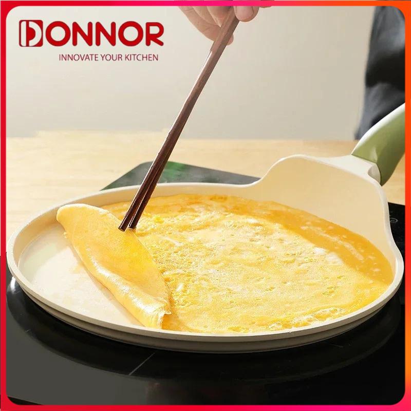 DONNOR Ceramic Glaze Non Stick Pot Breakfast Egg Pancake Skillet Uncoated Non Stick Pan Induction Cooker Universal Pot Utensils rosso