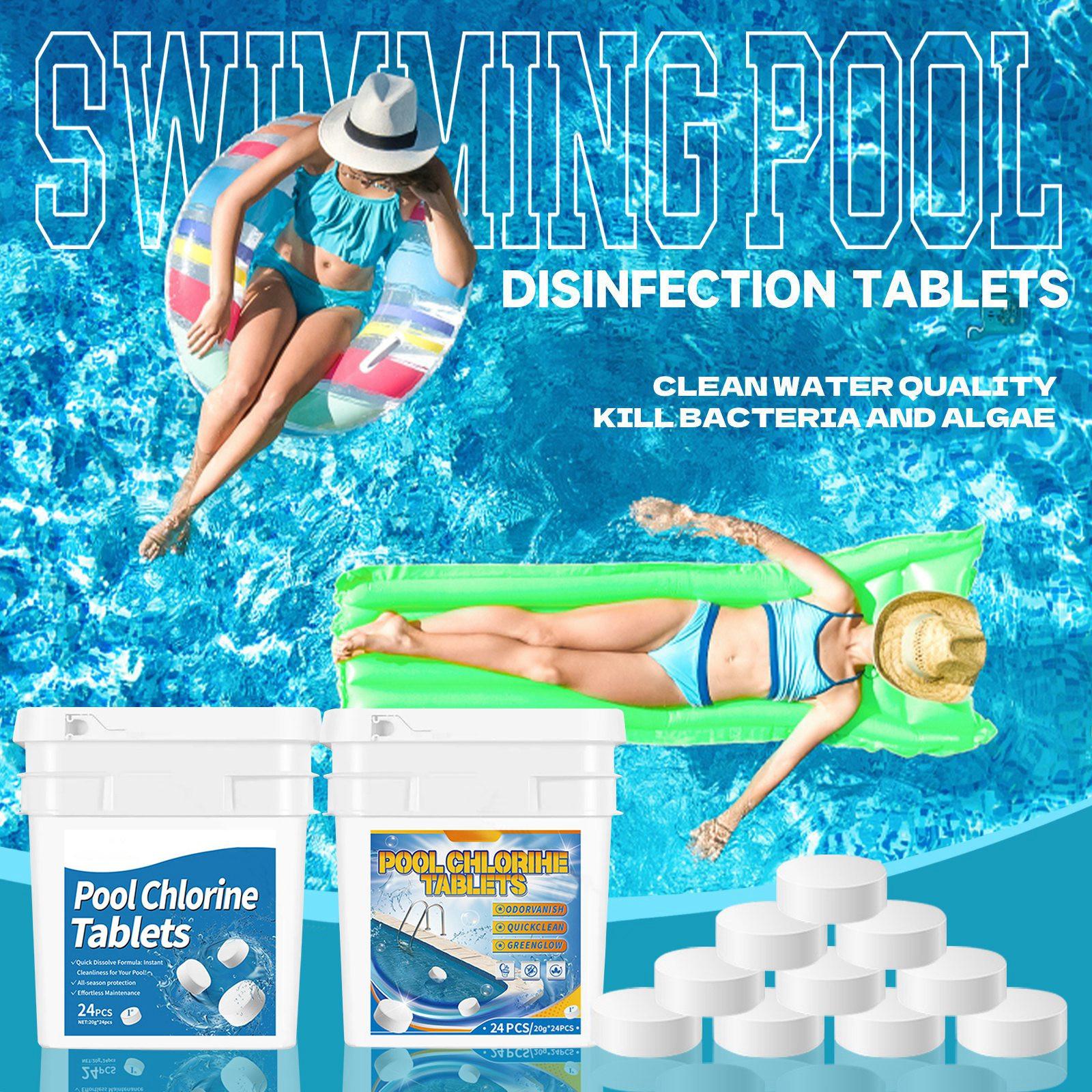 

Chlorines Tablets For Swimming Pools, Kills And Stops Algaes, Slow Dissolving,Individually Wrapped,Pool Chlorines Tablets One Size
