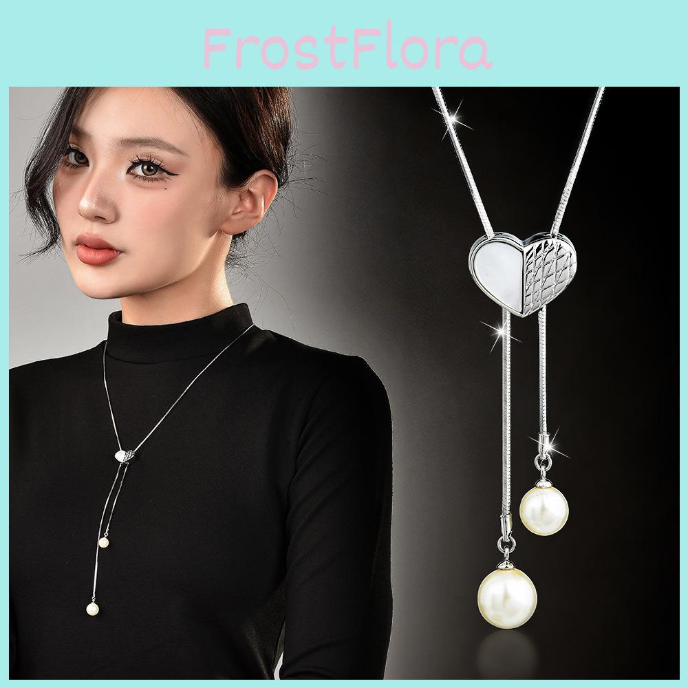 Shaped Contemporary Heart Magnetic Sweater Chain With Pearl Dangles For Womens Style