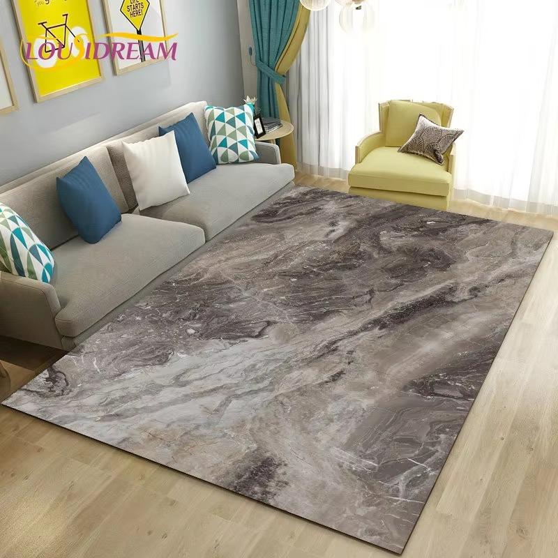 Colour Blue Gold White Marble Area Rug Large Carpet Rug for Living Room Bedroom Sofa Doormat Decoration Kids Non-slip Floor Mat