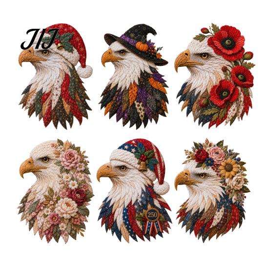 Eagle Themed Home Ornament Patchwork DIY Kit, Christmas Fabric Art Halloween Sewing Kit Patriotic Craft for Handmade Wall Decor Relaxing Crafting