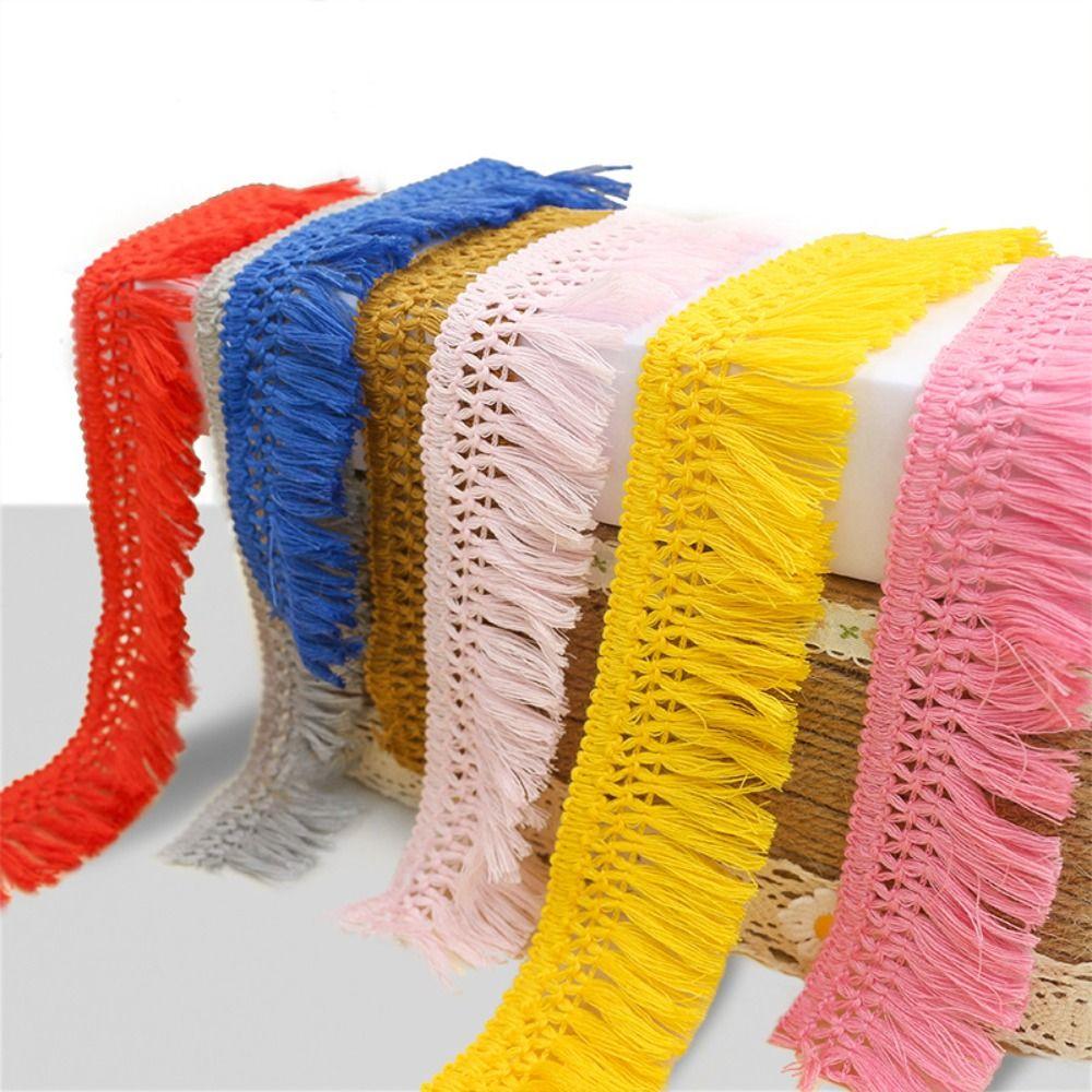 25m Length 4cm Width Cotton Lace Fabric Trim DIY Craft Cross Hollow Out Tassel Trim Clothing Decor Fringe Trim for dress