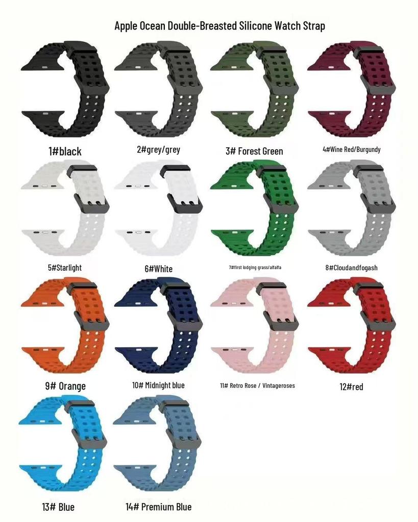Ocean Silicone Double Buckle Sports Strap for Apple Watch