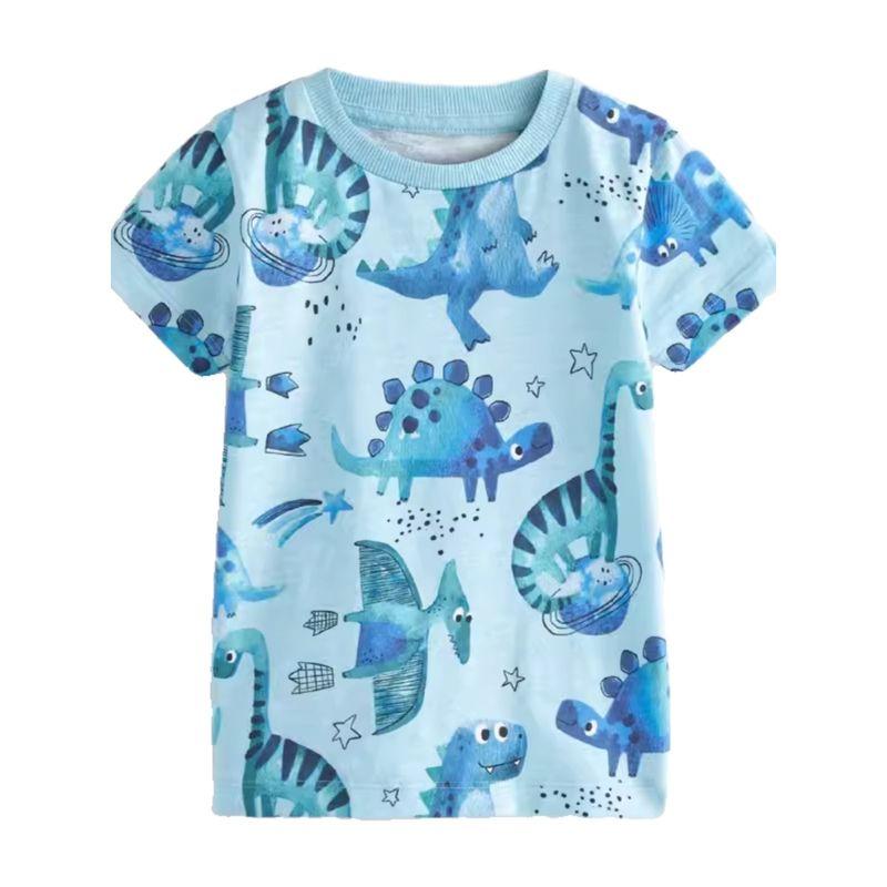Boys' Dinosaur T-shirt Baby Summer Clothing New Arrival Fashion Children Casual Print Round Neck Short Sleeve Kids Tops 6
