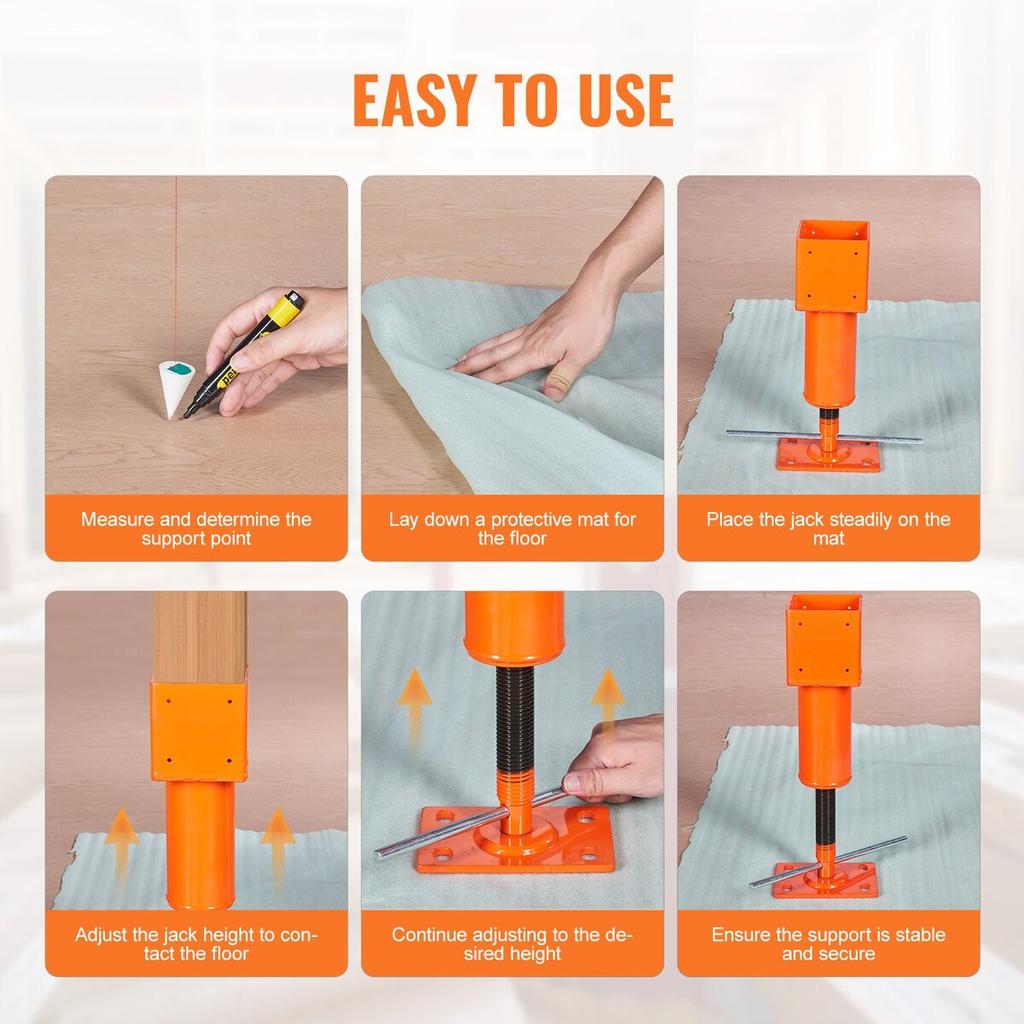 Adjustable Shore Lift Stand Floor Roof Beam 4"x4" House Leveling Jack Post
