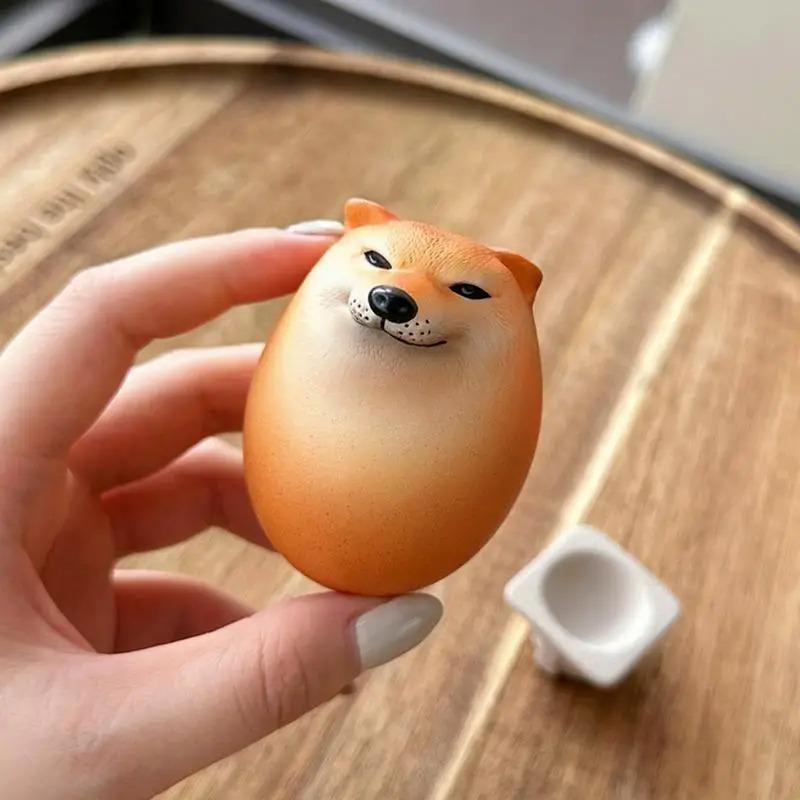 Kreatives Shiba Inu Hundegesicht Realistisch Eiförmig PVC Schreibtischdeko Hund&Ei Dekorationen für Heim-Büros Lustige Geschenke(1 Stück)
