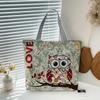 Women's Large Capacity Woven Shoulder Handbag - Rust