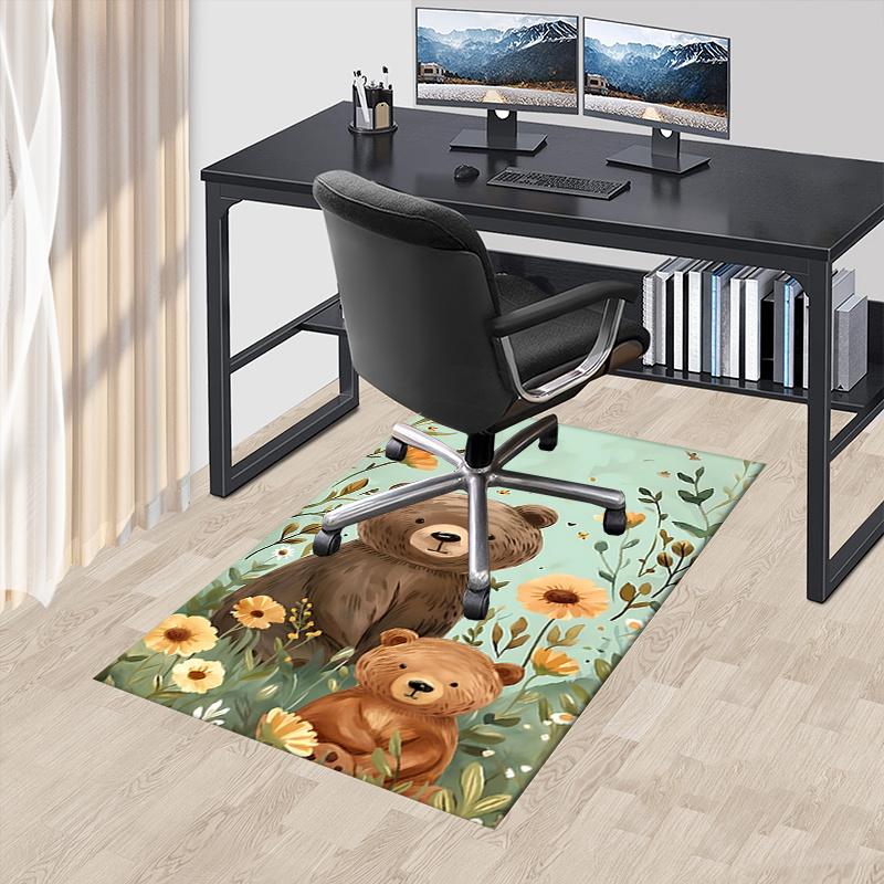 Chair Mat: Cute Bear Family Office Carpet Large Size, Home Decor, Sofa Rug, Gift for Office and Living Room