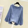 Spring/Summer Hoodie Top Hollow Sleeve Women's Thin Knit Sweater Loose Fashion Breathable Comfortable Blouse