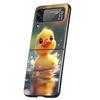 Cartoon Duck Hard PC Phone Case For Samsung Galaxy Z Flip 7 6 5 4 Black Cover For Galaxy Z Flip 3 Foldable Shell Fundas Capa Bag