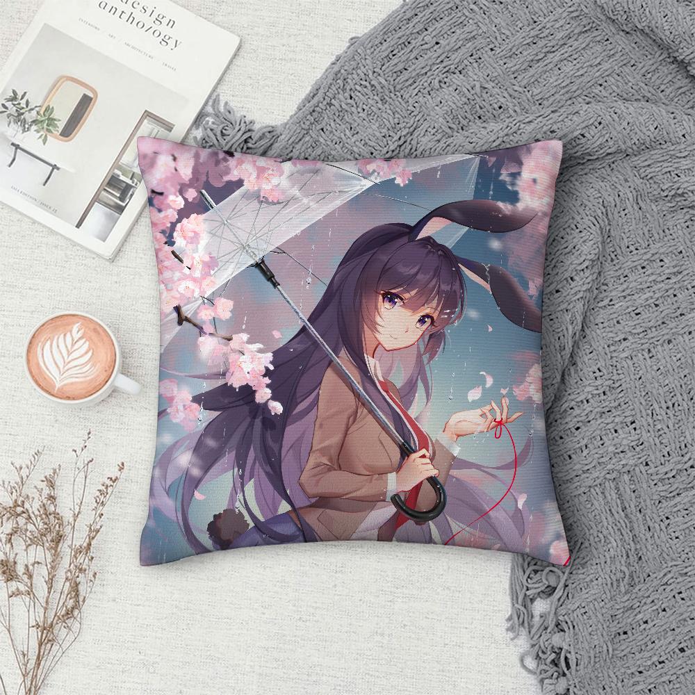 Mai S-Sakurajima Anime Pillow Case Sofa Decorative Home Double-sided Print Plush Square Throw Pillow Covers Cushion Decor Cover