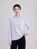 Women's White Cotton Mock Neck Long-Sleeve T-Shirt