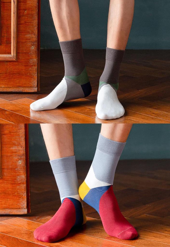QPANDA Men's Thin Sports Socks 5-Pair Set, Antibacterial Odor-Resistant Cotton, Sweat-Absorbing, Size 24-28cm