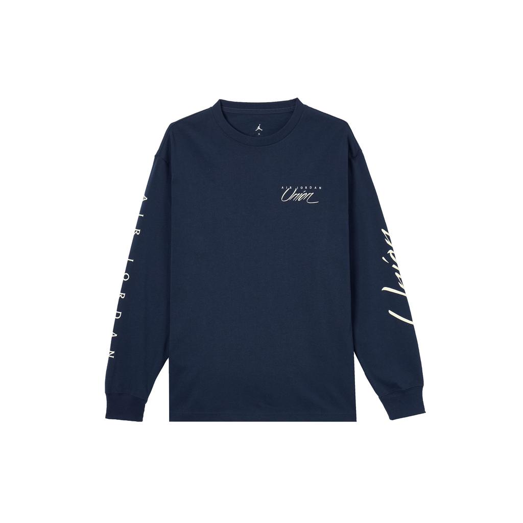Jordan Maglietta a maniche lunghe X Union MJ (Dimensionamento dell'Asia) Blu Collegio/Bianco Cocco Uomo Streetwear DV7342-419