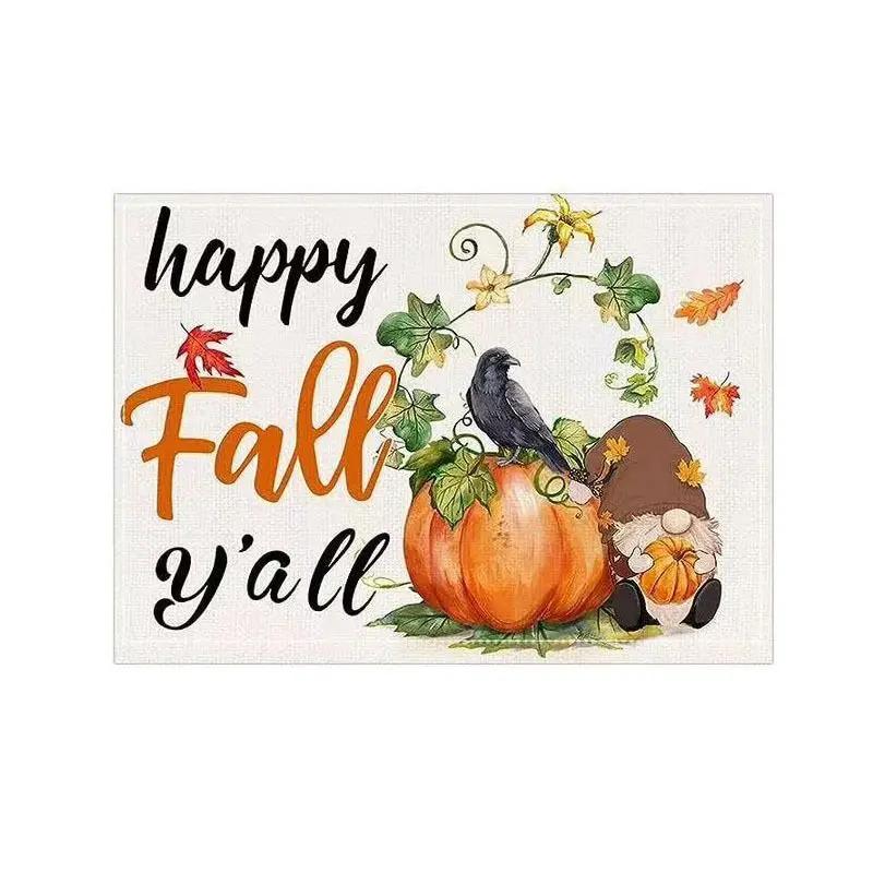 1PC Fall Pumpkin Placemats for Dining Table Autumn Thanksgiving Seasonal Holiday Decoration Rustic Washable Table Mats