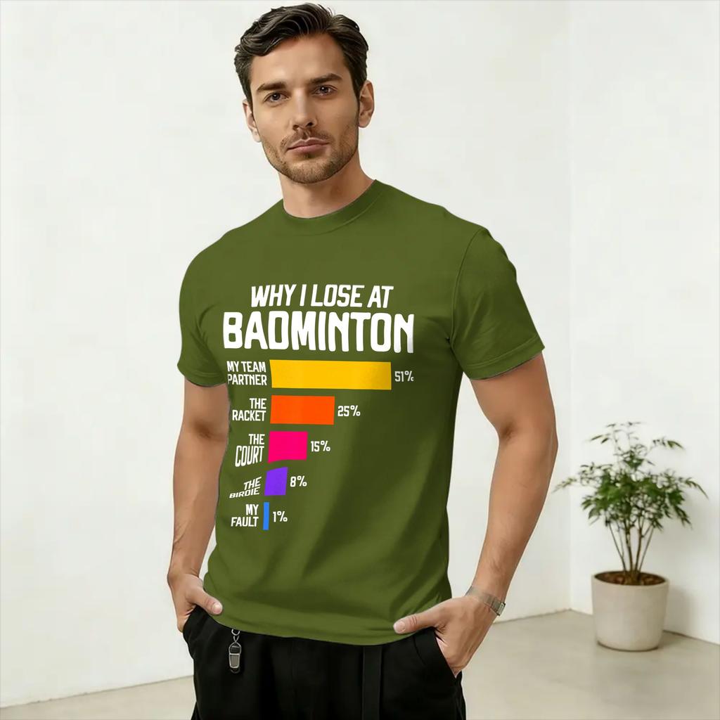 Oversized TShirt Why I Lose at Badminton T Shirts Excuses Shuttlecock Birdie Cotton Tee Shirt for Unisex Short Sleeve Tees