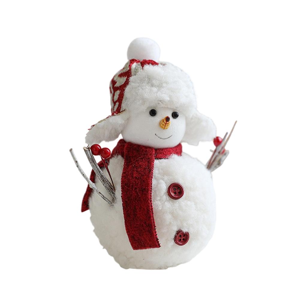 Plush Christmas Snowman Doll Desktop Decoration With Red Scarf, Cute Doll For Window Display Atmosphere Decoration