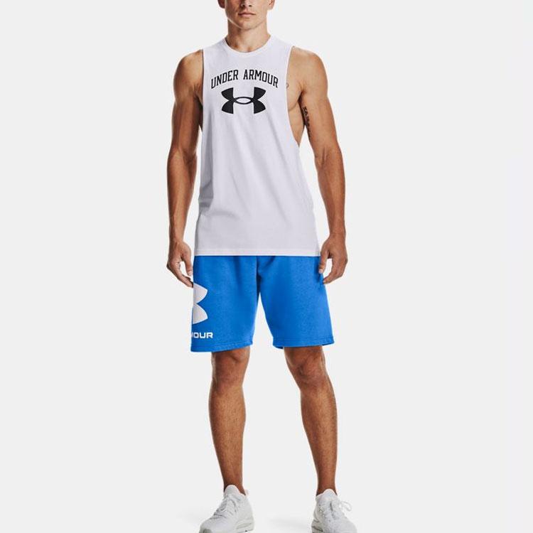 Under Armour Large Logo Print Loose Breathable Training Sports Vest Men Tops White 1365205-100