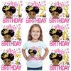 Toppe termoadesive per ragazza Happy Birhday per vestiti Adesivi ragazza nera Stampa a trasferimento termico per bambini Decalcomanie per magliette Badge applique fai da te