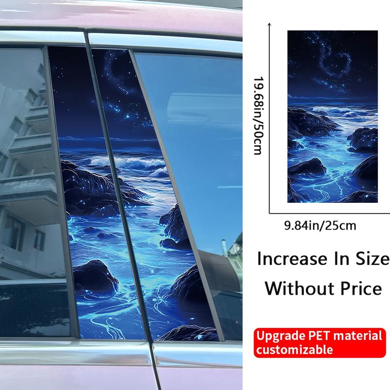 2Pcs/set Blue Star River Car Center Pillar Sticker Auto B-Pillar Door B Pillar Decals Center Column Protective Film  Decals