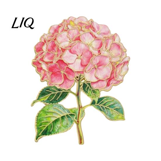 Fabric-friendly Brooch Pin, Enamel Hydrangea Shape Lapel Polished Edges Backpack Literary Style Decorative Badge for Coat Collars Scarves Canvas Bags