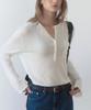 HAINT Boy Fit Soft Henley Neck Knitwear_Ivory