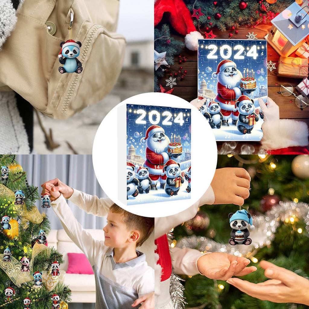 Christmas Countdown Blind Box With Panda Hanging Decor For Holiday Gift Giving