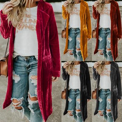 Moda damska złota aksamitna wiatrówka długa sukienka na co dzień