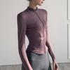 Nylon fitness jacket women's spring and autumn elastic tight quick-drying top long sleeve professional running training yoga clothes