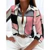 Boutique Pattern Printed Button Long Sleeve Women's Shirt Vintage Elegant Office Fashion Large Size Women's Daily Lapel Shirt