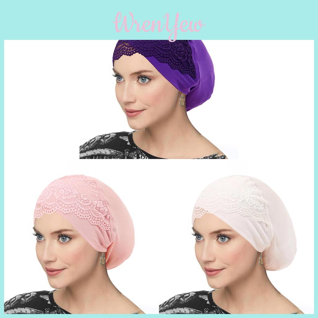 Ladies Lace Cross Headscarf Cap With Soft Lightweight Fabric For Casual Wear
