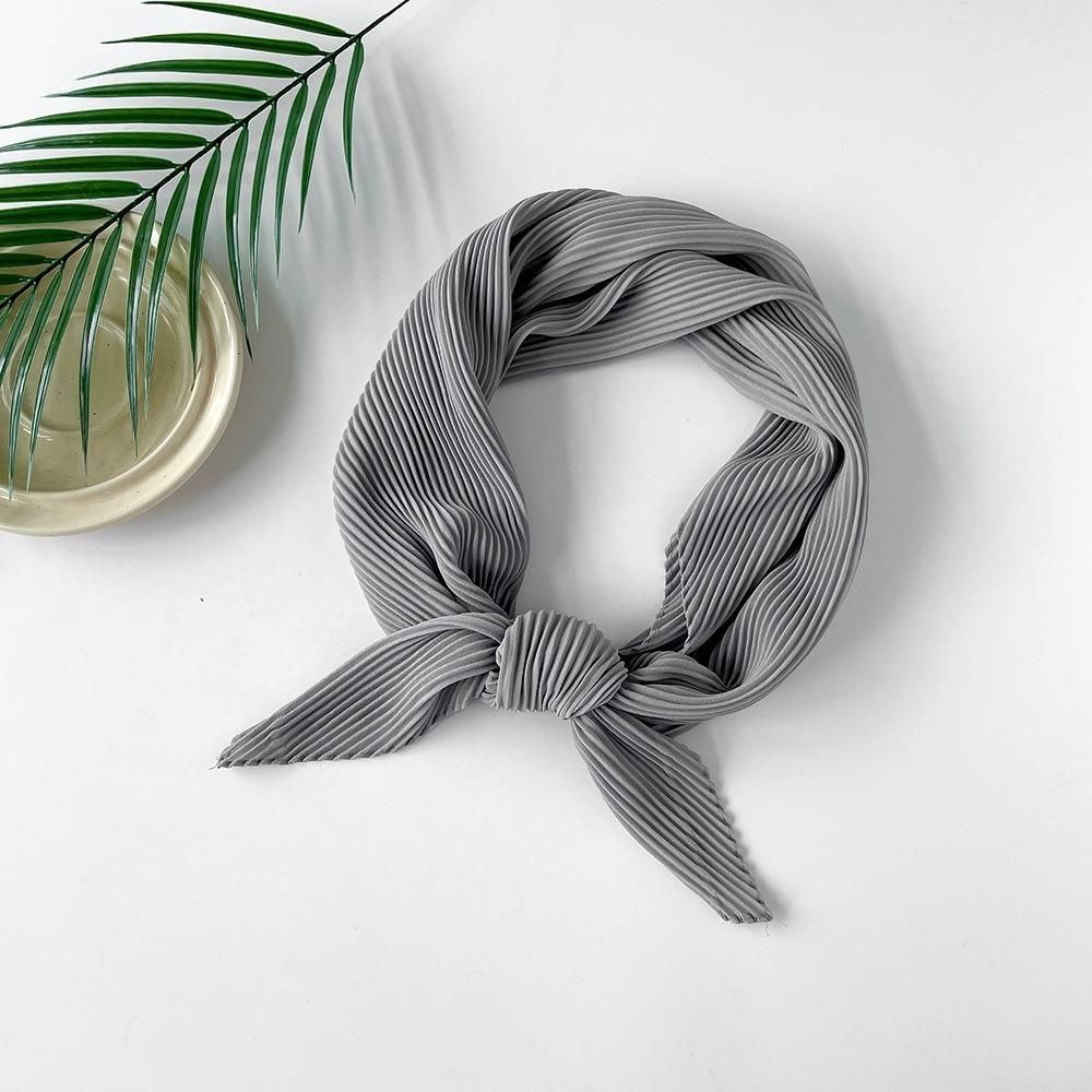 Soft Wrap Solid-color Bandana Hair Band Pleated Silk Scarf Fashion Chiffon Hair Scarf Girls