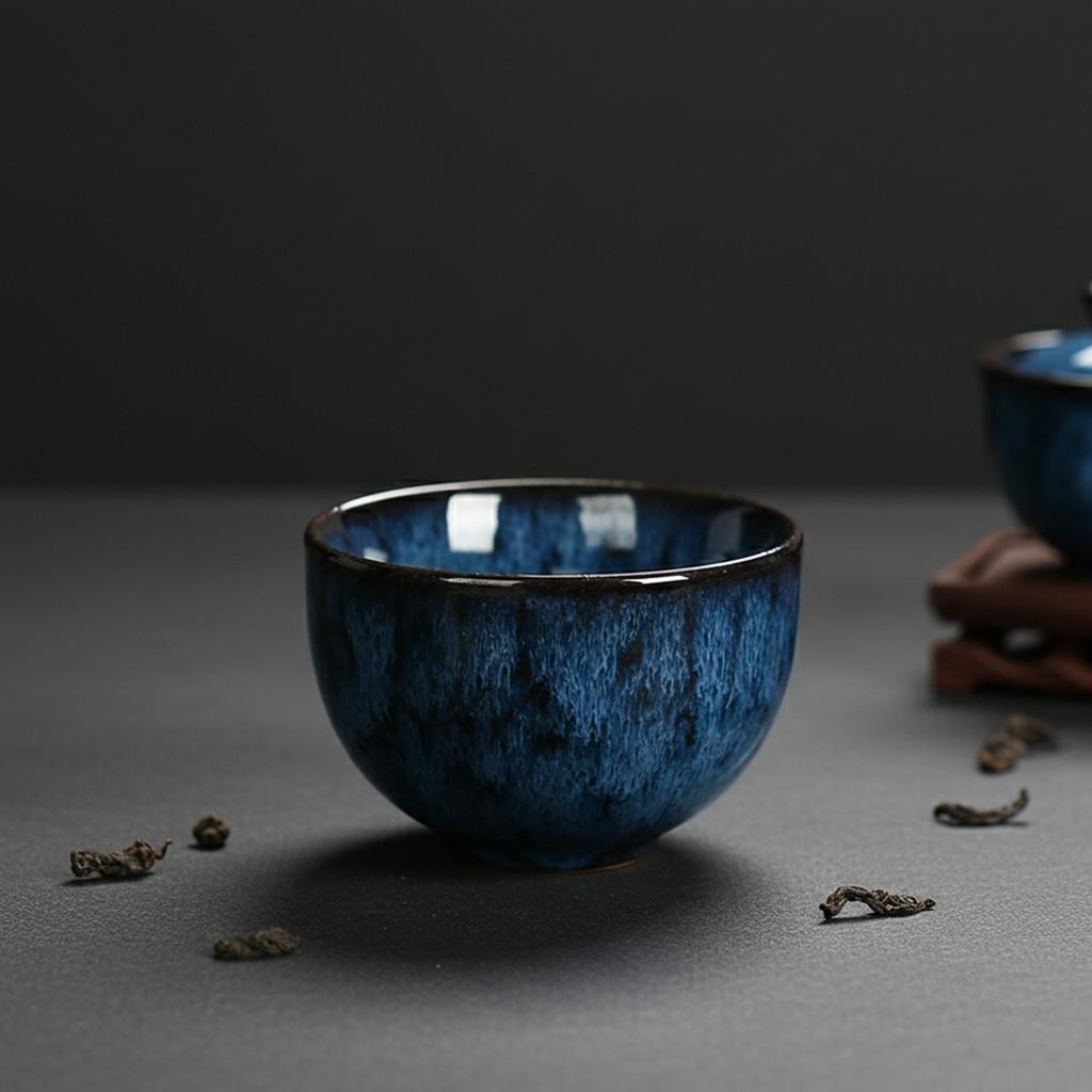 Keramikofenwechsel Tenmoku Glasur Teetasse Für Kung Fu Tee Gongfu Teetasse