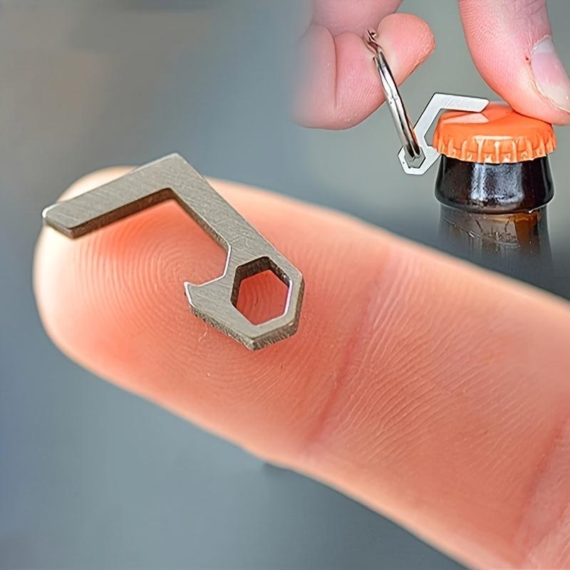 

Portable Stainless Steel Mini Bottle Opener Keychain 1pc, Compact Durable for Camping Daily Use, Trendy Carry чёрный