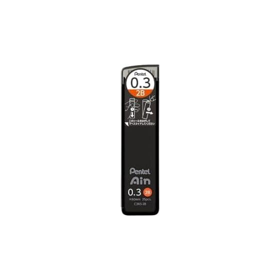 Pentel Ain STEIN Mechanical Pencil Lead, 0.3mm, 2B, 25 Leads, C283-2B - Smooth, Break-Resistant, Smudge-Proof