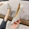 Fashion Shoes for Women's Wedding Bridal Shoes 2025 Crystal Elegant Pointed Toe Thin High Heel Sexy Women's Party Shoe Pumps Women Shoe