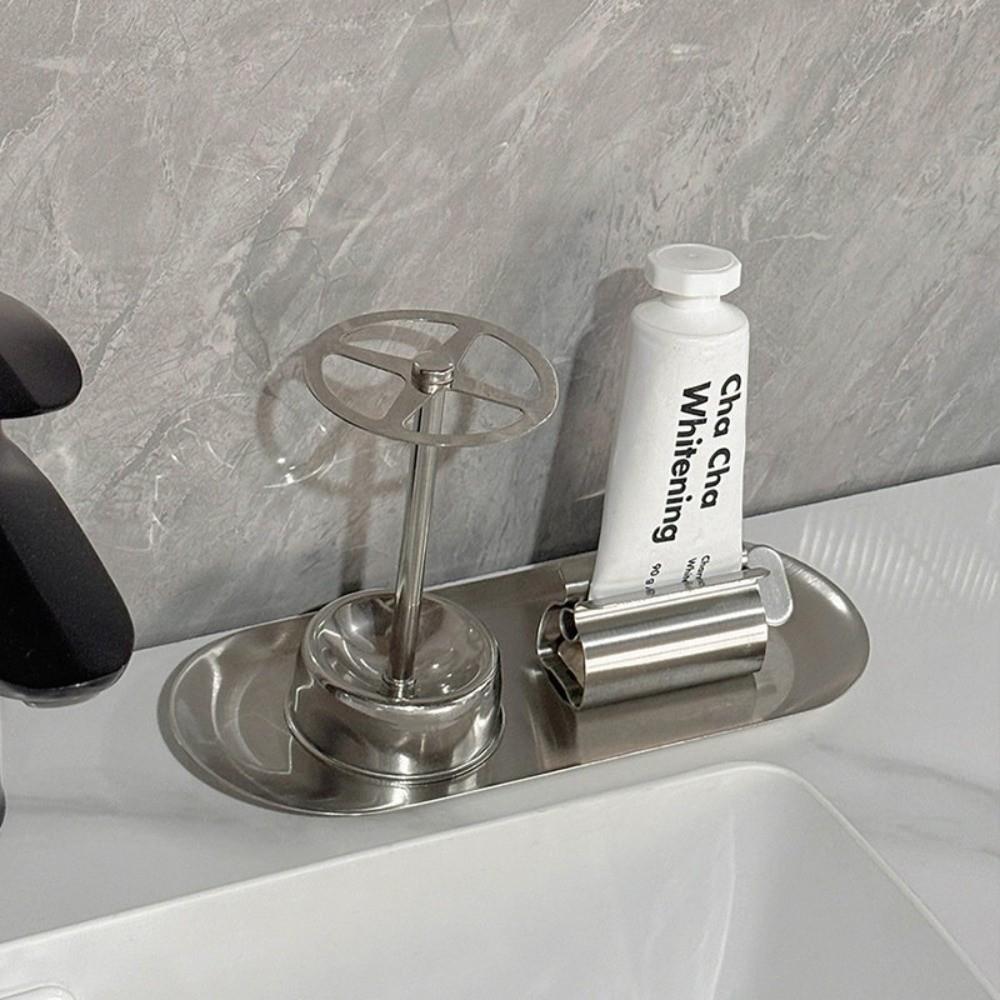 3pcs/Set Stainless Steel Toothpaste Rack Rustproof Bathroom Storage Shelf Bathroom Counter