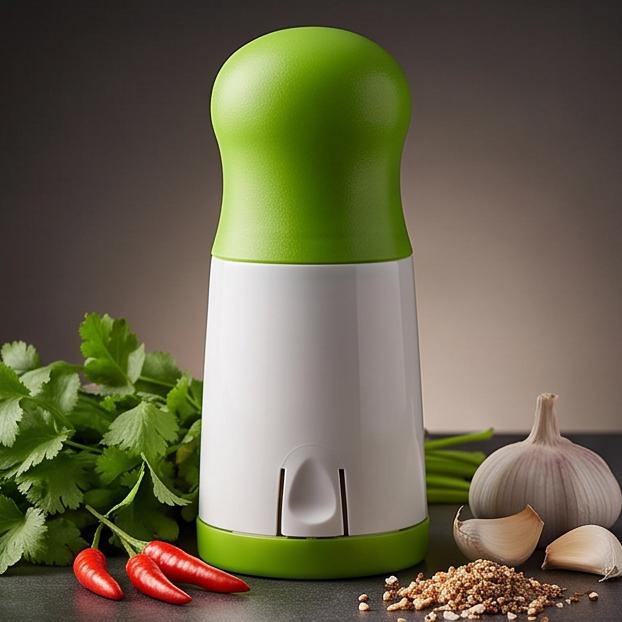 Manual Herb Mill Chopper Cutter with Stainless Steel Blades for Cilantro Chili Coarse Spices - Compact 17cm Kitchen Tool for Home Cooking